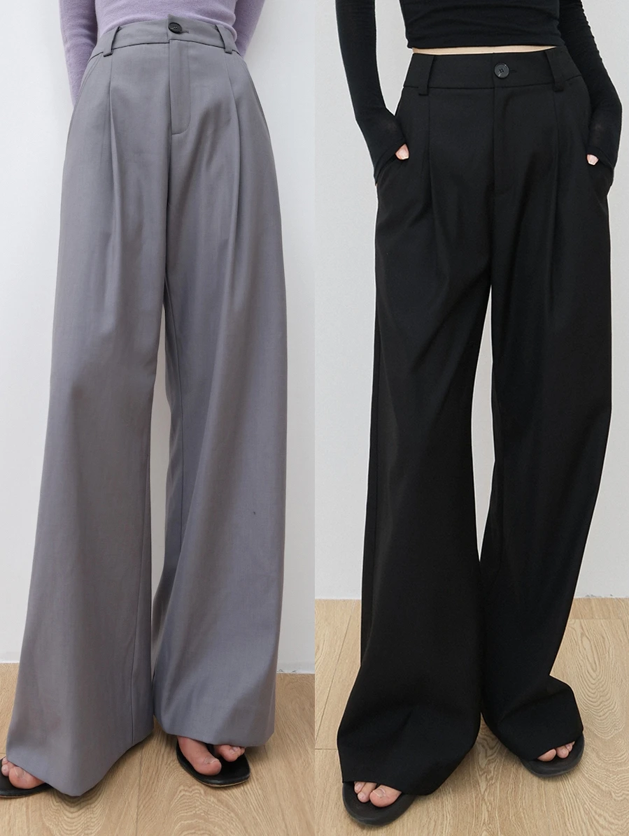 High Waist Wide Leg Floor Length Casual Pants Black Pure Color Long Trousers Multiple Pieces Comfortable Commute Style
High Waist Wide Leg Floor Length Casual Pants Black Pure Color Long Trousers Multiple Pieces Comfortable Commute Style