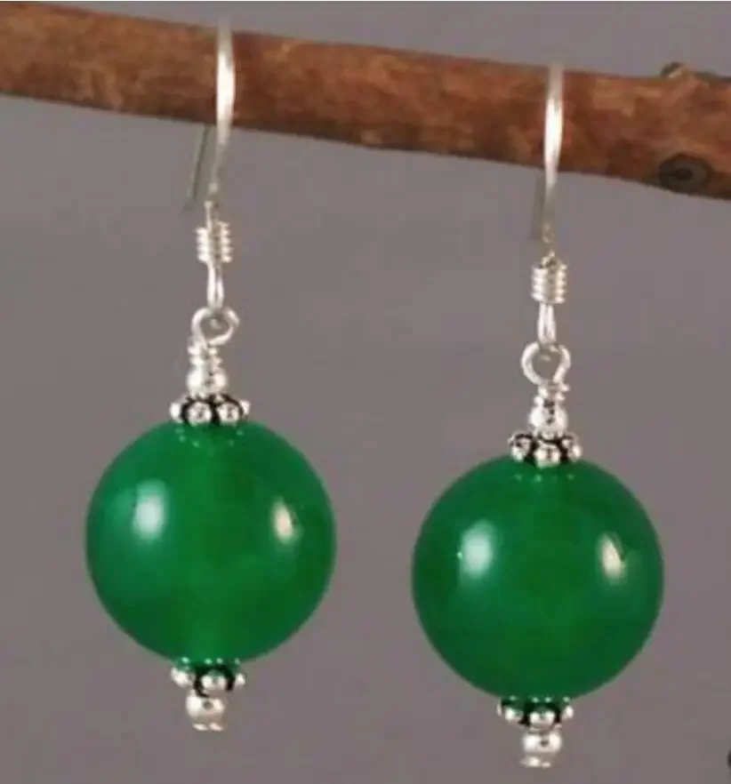 Lovely tibet 12mm green Natural jade bead dangle 925 silver hook earrings
Lovely tibet 12mm green Natural jade bead dangle 925 silver hook earrings