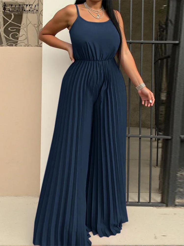 ZANZEA 2025 Summer Women Sleeveless Waisted Rompers Vintage Solid Color Jumpsuit Sexy Wide Leg Playsuit Casual Loose Overalls
ZANZEA 2025 Summer Women Sleeveless Waisted Rompers Vintage Solid Color Jumpsuit Sexy Wide Leg Playsuit Casual Loose Overalls