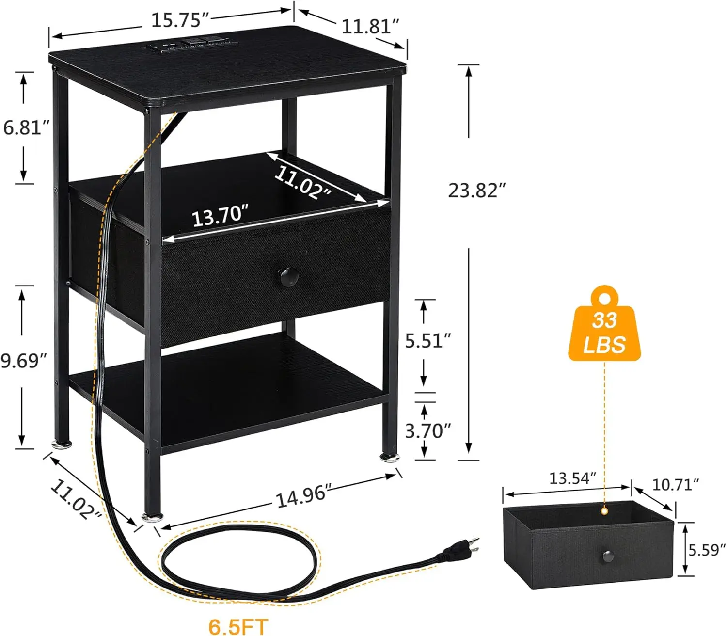 Vecelo End Table With Charging Station, Nightstand With Fabric Drawer, 2 Usb Ports & Ac Outlets, Open Storage Shelf, Ideal For
Vecelo End Table With Charging Station, Nightstand With Fabric Drawer, 2 Usb Ports & Ac Outlets, Open Storage Shelf, Ideal For