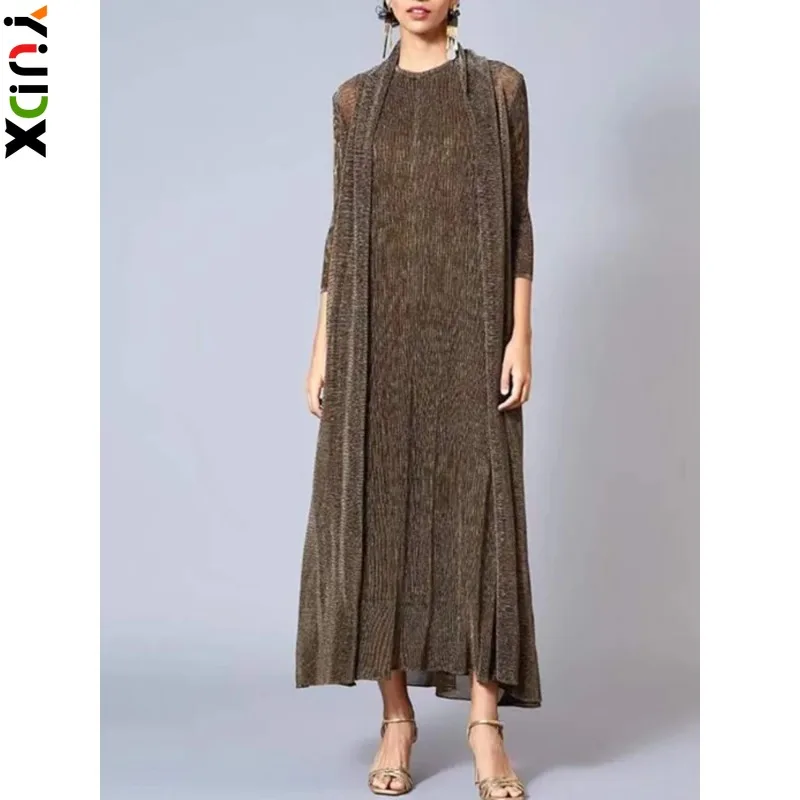 YUDX Miyake Pleated Solid Color Mid-length Dress For Women O-neck Long Sleeve Female Fashion Two Piece Clothing 2024 Summer New
YUDX Miyake Pleated Solid Color Mid-length Dress For Women O-neck Long Sleeve Female Fashion Two Piece Clothing 2024 Summer New