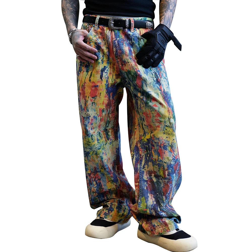 Men's Painting Printed Denim Jeans Streetwear Loose Wide Leg Fit Pants Fashion Painted Straight Trousers
Men's Painting Printed Denim Jeans Streetwear Loose Wide Leg Fit Pants Fashion Painted Straight Trousers