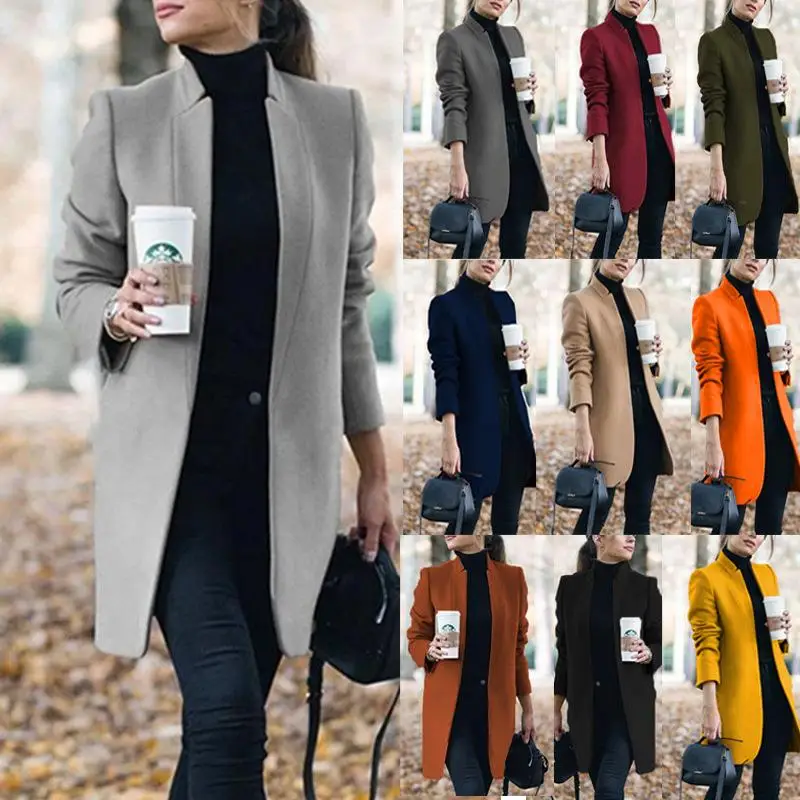 Fashionable Pure Color Stand Collar Woolen Coat Autumn Winter New Style Women's Slim Fit Open Cardigan Single Piece Item
Fashionable Pure Color Stand Collar Woolen Coat Autumn Winter New Style Women's Slim Fit Open Cardigan Single Piece Item