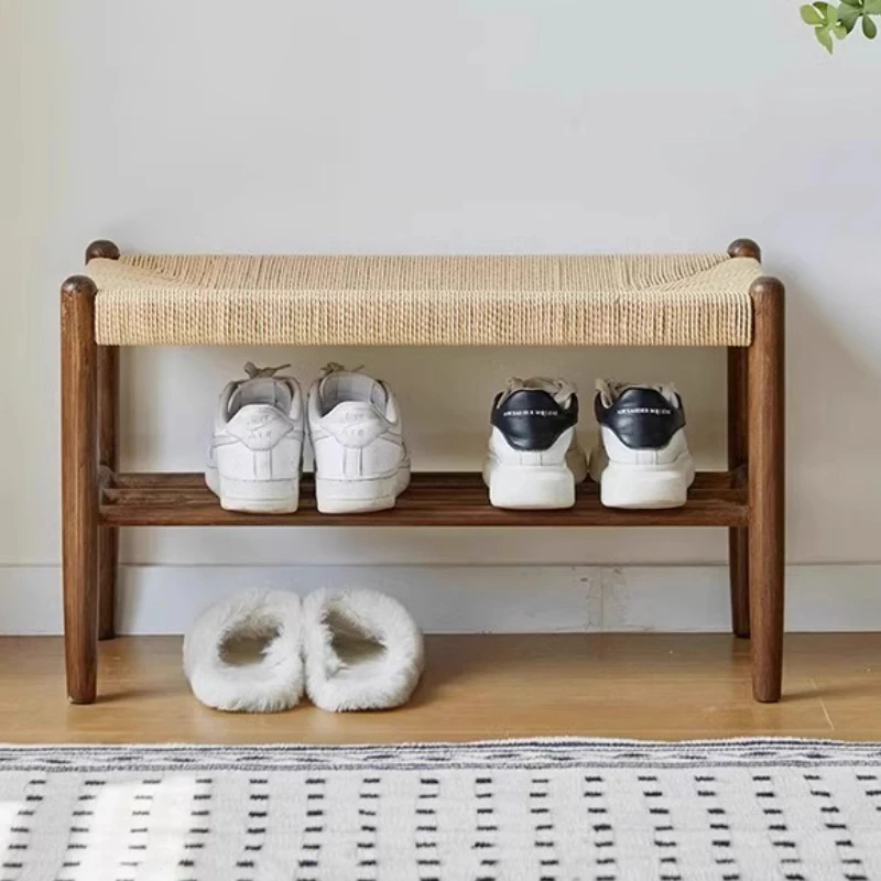 Minimalist Modern Entry Bench Solid Wood Rope Woven Stool Thickened Perforated Shoe Rack Water Resistant Double Layer Storage
Minimalist Modern Entry Bench Solid Wood Rope Woven Stool Thickened Perforated Shoe Rack Water Resistant Double Layer Storage