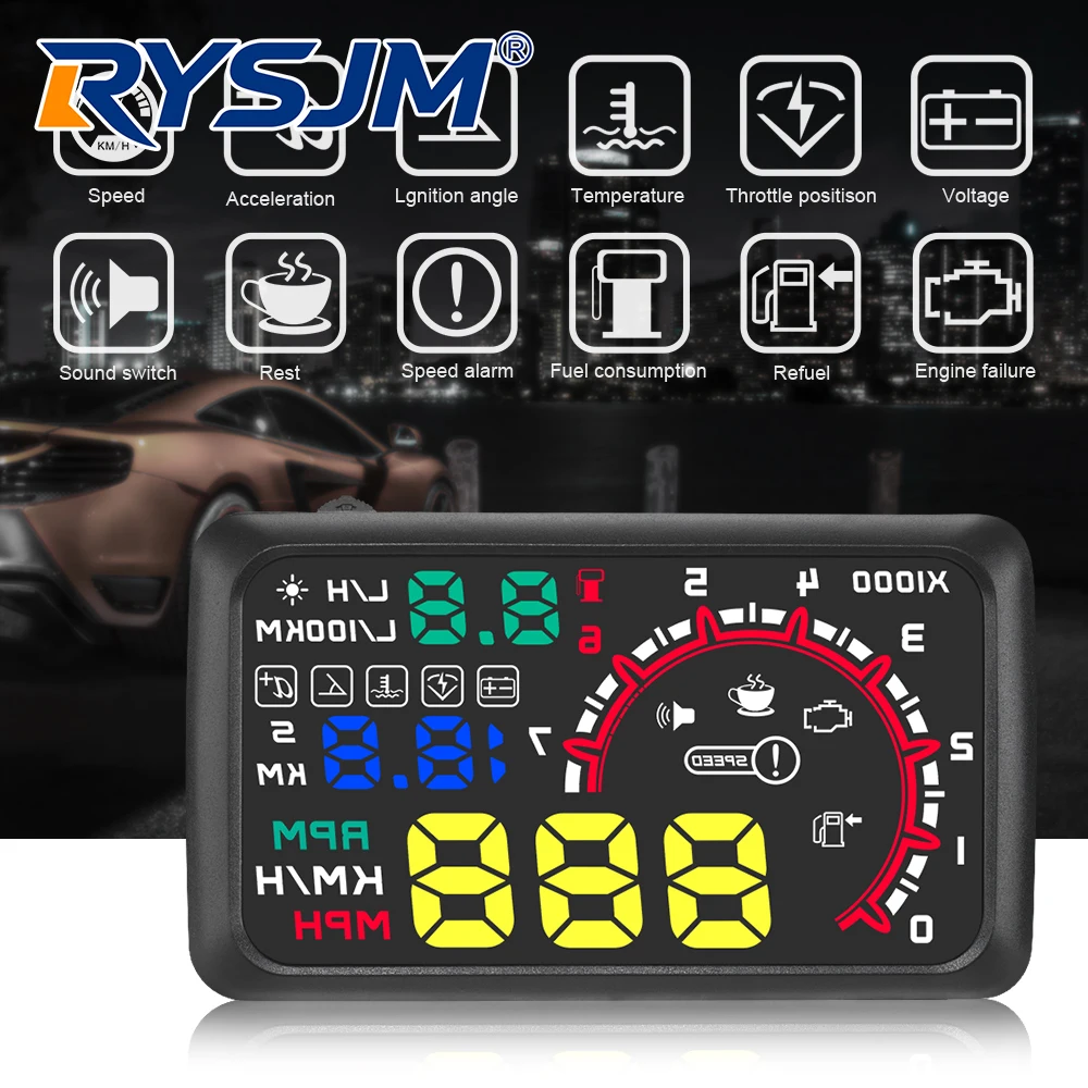 Автомобильный проекционный дисплей W02 (HUD) OBD: умный ЖК-проектор, спидометр, тахометр, показатель расхода топлива, температура воды, напряжение. Аксессуары для автомобиля.
Автомобильный проекционный дисплей W02 (HUD) OBD: умный ЖК-проектор, спидометр, тахометр, показатель расхода топлива, температура воды, напряжение. Аксессуары для автомобиля.