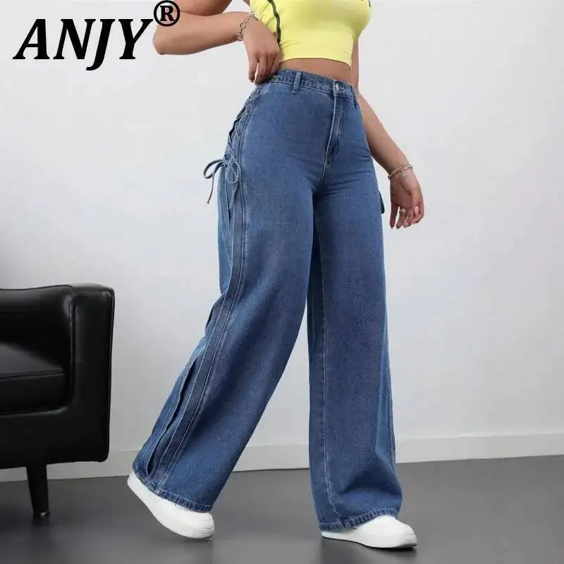 ANJY Spring Autumn New Women Washed Patchwork Crossover Strap Bow Jeans Trendy Fashion Straight Loose Casual Denim Pants A23328
ANJY Spring Autumn New Women Washed Patchwork Crossover Strap Bow Jeans Trendy Fashion Straight Loose Casual Denim Pants A23328