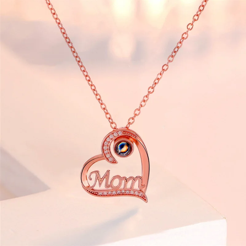 100 Languages I Love You Projection Necklace Heart Rhinestone Pendant Romantic Choker for Women Mom Mothers Day Gifts Jewelry
100 Languages I Love You Projection Necklace Heart Rhinestone Pendant Romantic Choker for Women Mom Mothers Day Gifts Jewelry