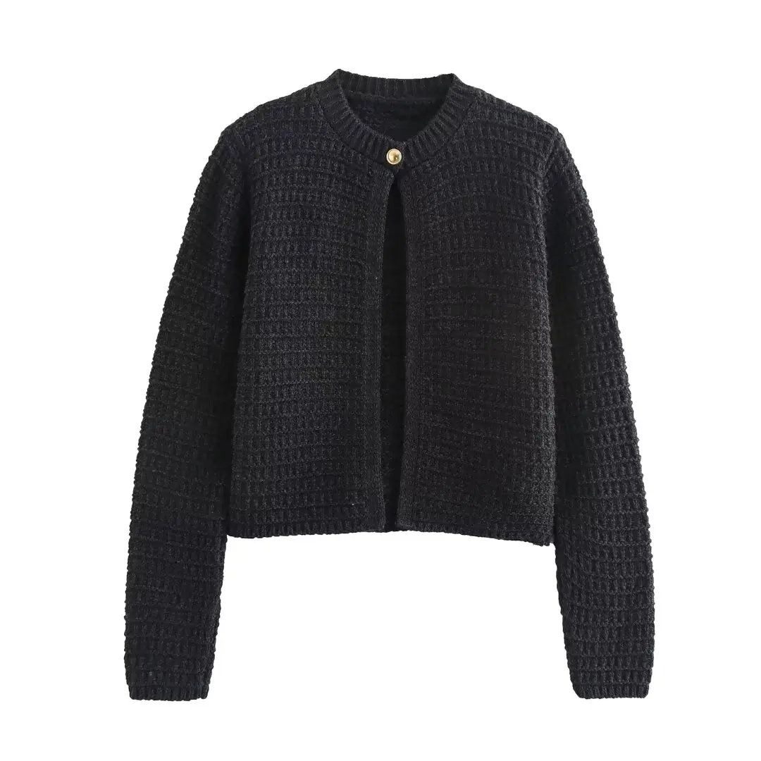 TRAFZA Women Street Style Fashion Round Neck Versatile Single Button Long Sleeve Cardigan Sweater Female Elegant Casual Sweater
TRAFZA Women Street Style Fashion Round Neck Versatile Single Button Long Sleeve Cardigan Sweater Female Elegant Casual Sweater