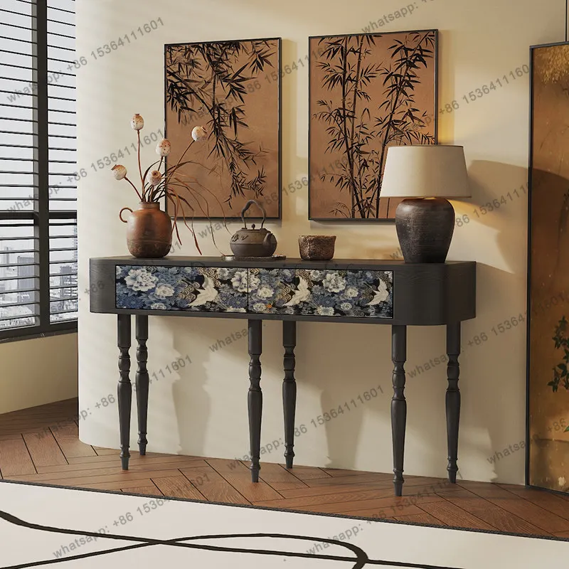 French retro entrance table against the wall solid wood painted storage cabinet household
French retro entrance table against the wall solid wood painted storage cabinet household