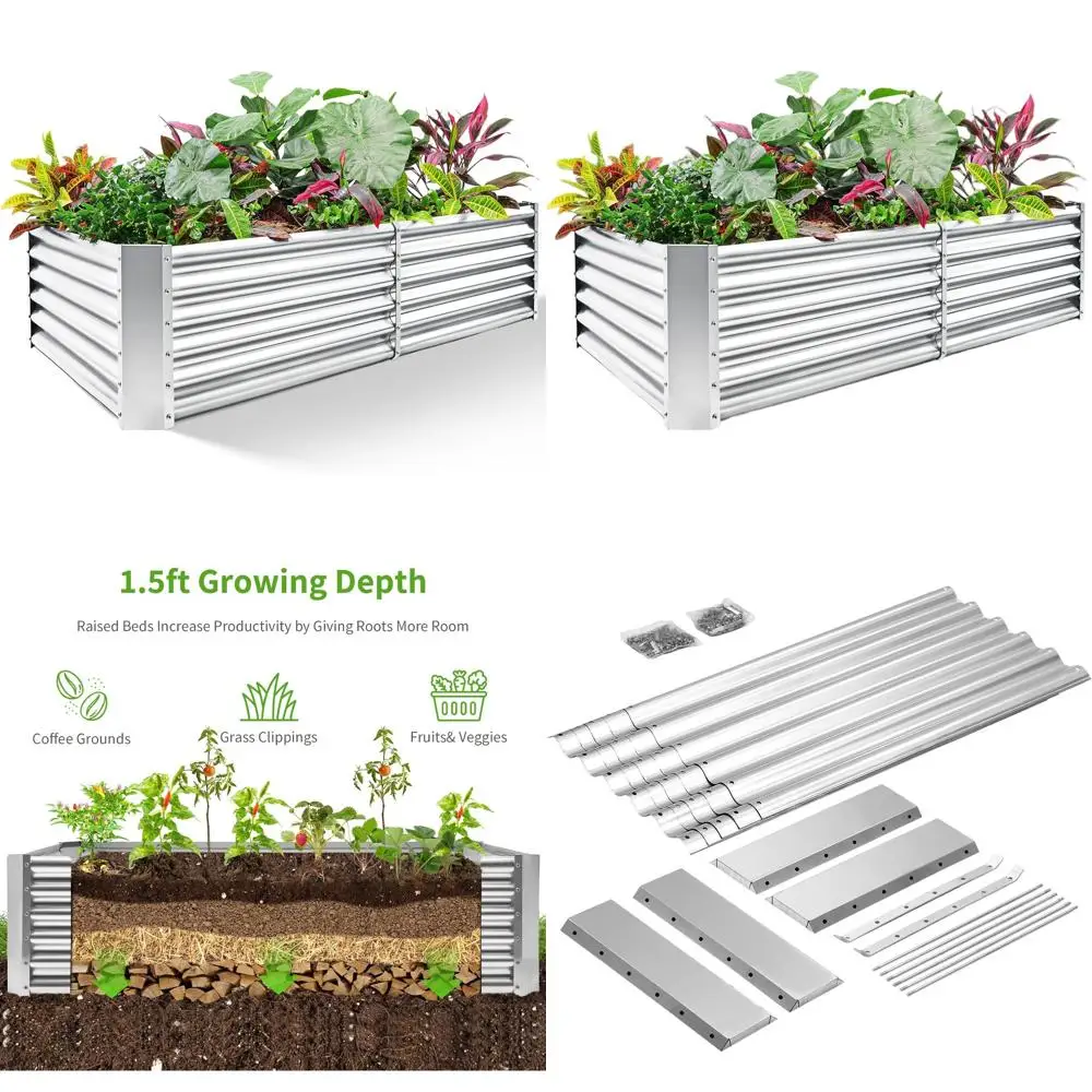 Galvanized 8x4x1.5ft Raised Garden Bed, Outdoor Planter for Vegetables, Fruits, and Flowers (Silver)
Galvanized 8x4x1.5ft Raised Garden Bed, Outdoor Planter for Vegetables, Fruits, and Flowers (Silver)