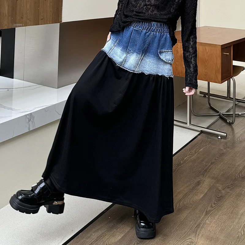 Y2k Women Long Skirt Patchwork Denim Skirts Elastic Waist Pockets Vintage Distressed Washed Maxi A Line 2025 Summer Streetwear
Y2k Women Long Skirt Patchwork Denim Skirts Elastic Waist Pockets Vintage Distressed Washed Maxi A Line 2025 Summer Streetwear