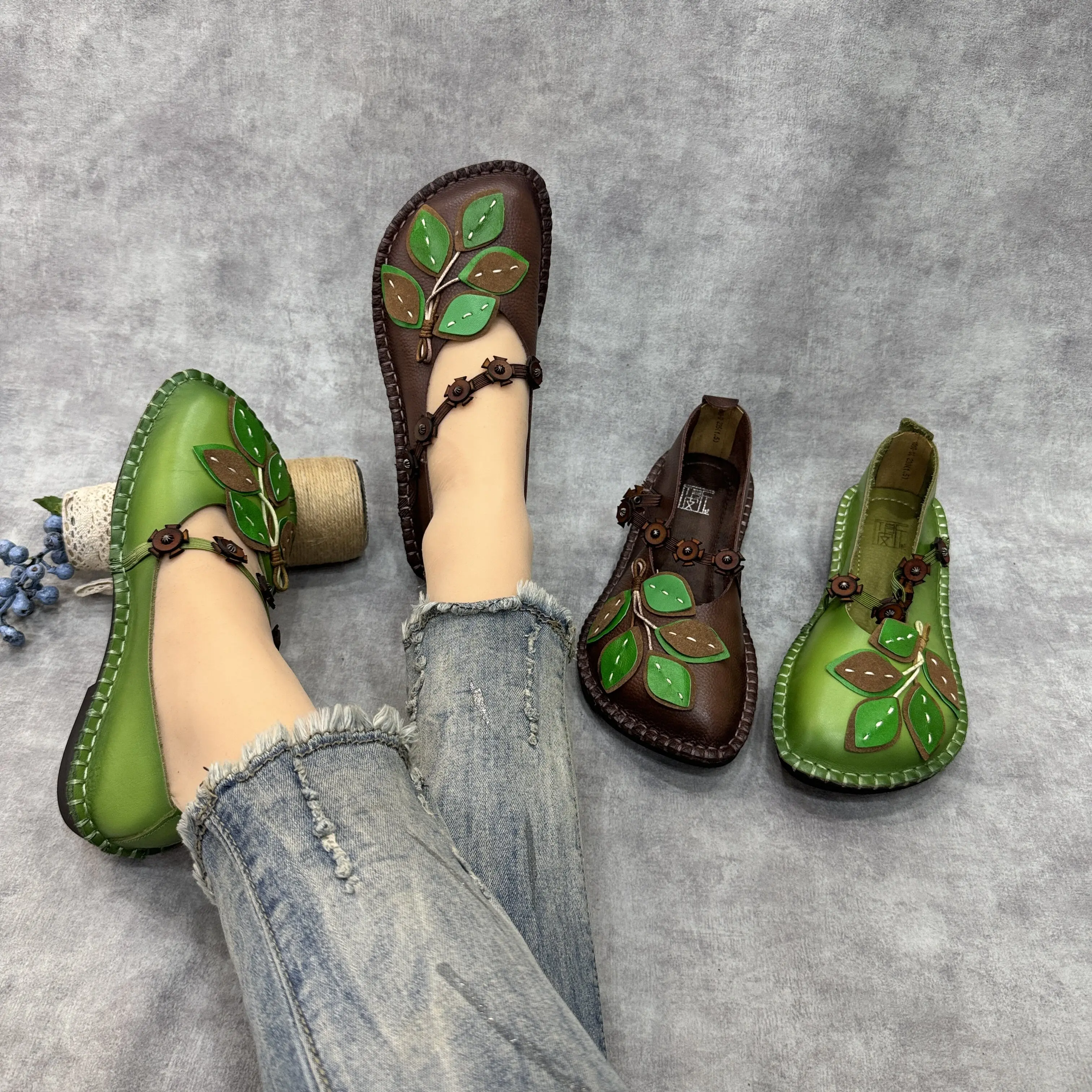 Birkuir Original Mary Jane Flats Shoes For Women Sewn Leaves Elastic Band Shoes Chinese Style Soft Soles Handmade Ladies Shoes
Birkuir Original Mary Jane Flats Shoes For Women Sewn Leaves Elastic Band Shoes Chinese Style Soft Soles Handmade Ladies Shoes