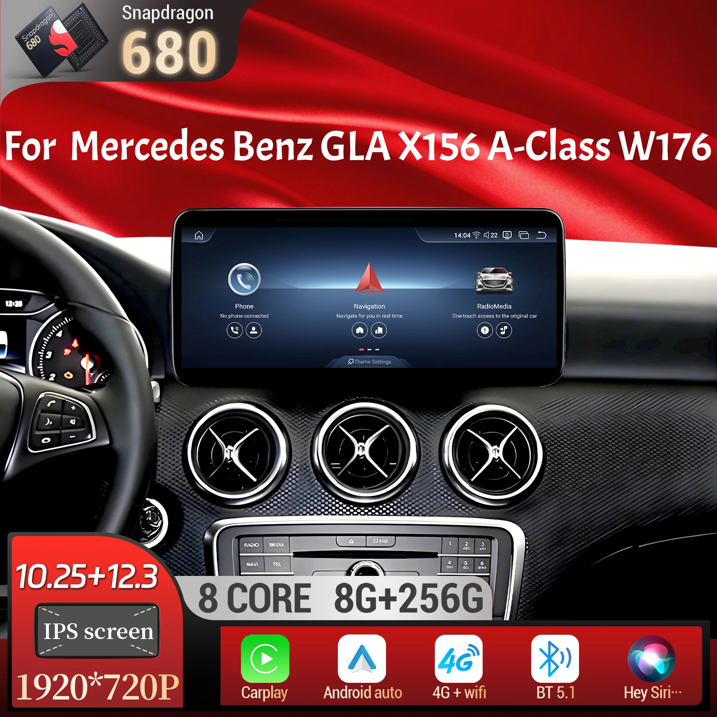 Car Radio Android 14 For Mercedes Benz GLA X156 A-Class W176 2012-2018 Wireless Carplay Stereo Snapdragon 680 CPU:SM6225 Screen
Car Radio Android 14 For Mercedes Benz GLA X156 A-Class W176 2012-2018 Wireless Carplay Stereo Snapdragon 680 CPU:SM6225 Screen