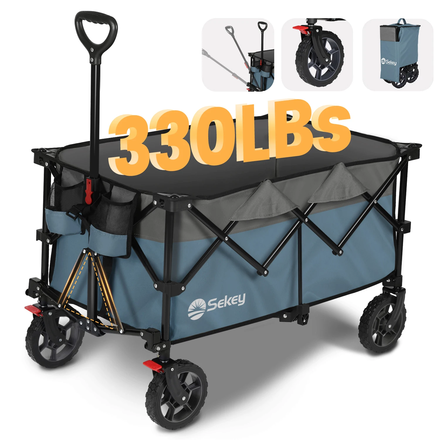 Sekey 220L Collapsible Foldable Wagon with 330lbs Weight Capacity, Heavy Duty Folding Wagon Cart with Big All-Terrain Wheels
Sekey 220L Collapsible Foldable Wagon with 330lbs Weight Capacity, Heavy Duty Folding Wagon Cart with Big All-Terrain Wheels