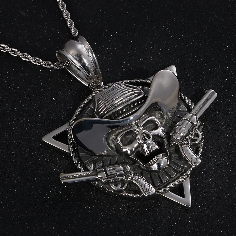Fongten Pirate Skull Pendant Necklace For Men Stainless Steel Sliver Color Chain Long Necklaces Choker Man Gothic Jewelry
Fongten Pirate Skull Pendant Necklace For Men Stainless Steel Sliver Color Chain Long Necklaces Choker Man Gothic Jewelry