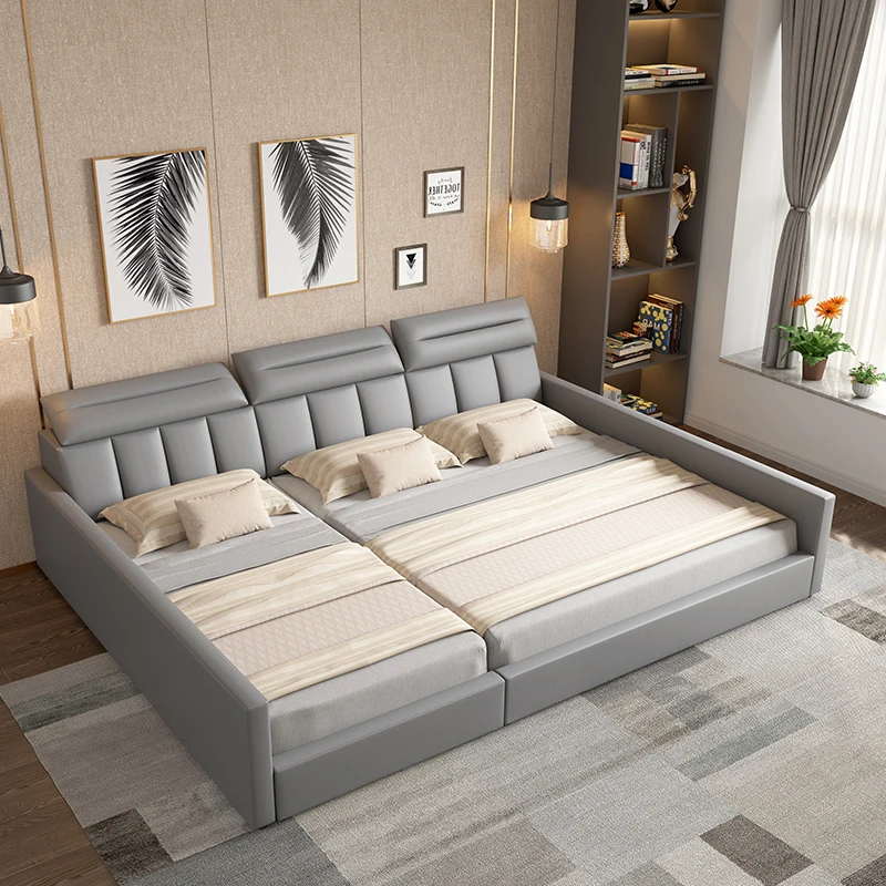 Modern minimalist tatami triple bed with wide size parent-child bed master bedroom leather bed
Modern minimalist tatami triple bed with wide size parent-child bed master bedroom leather bed