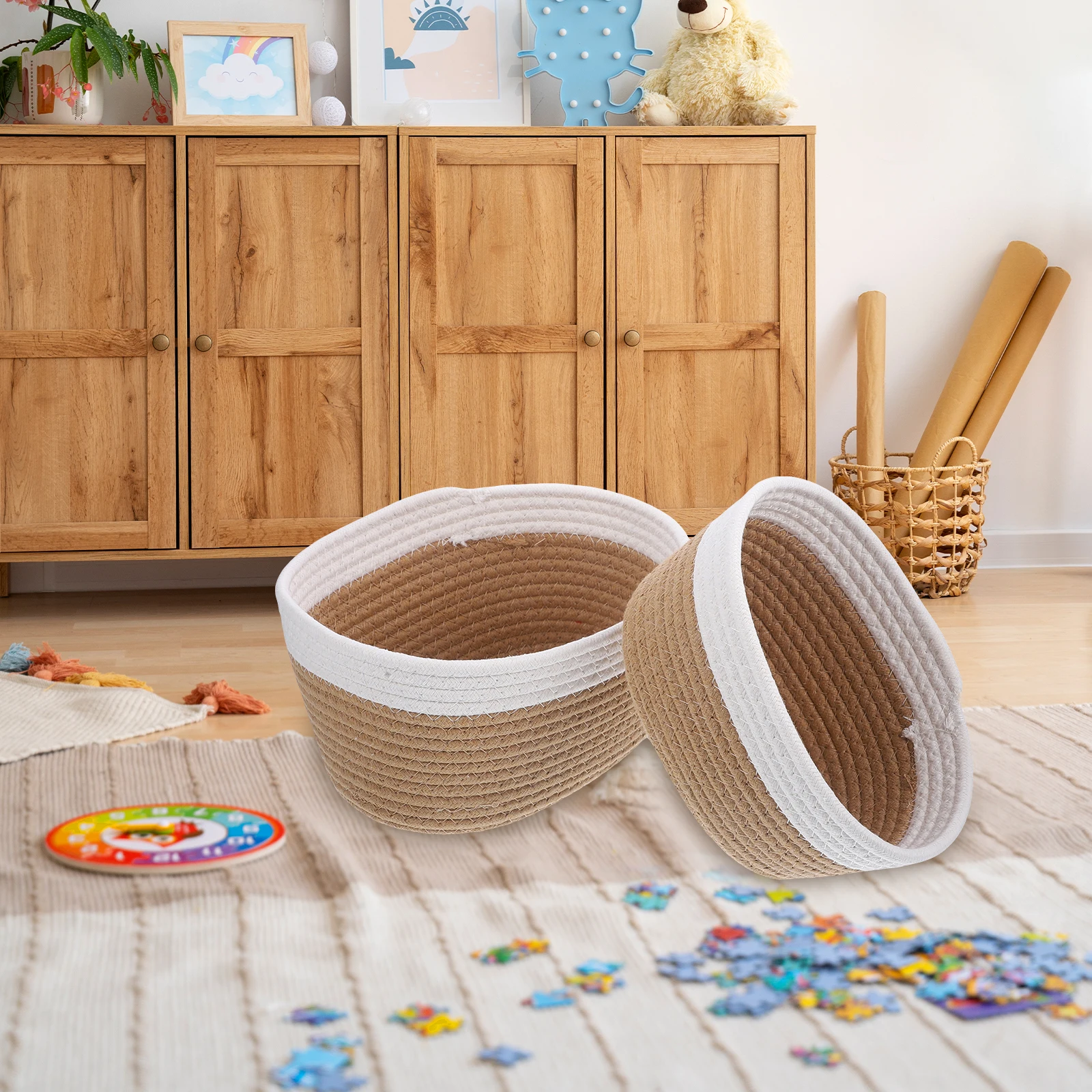 2 Pcs Storage Basket Woven Small Containers Snack Baskets for Cotton Rope Decorative
2 Pcs Storage Basket Woven Small Containers Snack Baskets for Cotton Rope Decorative