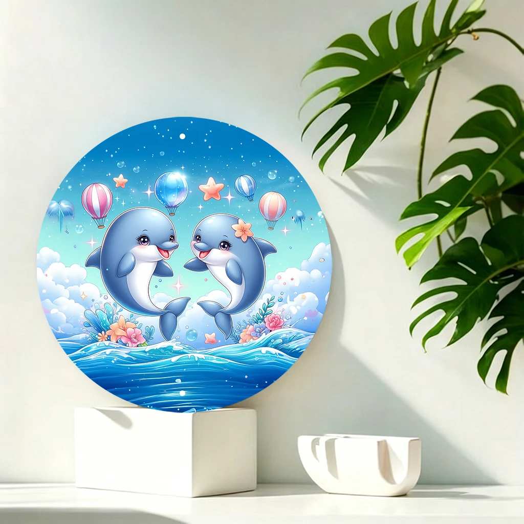 JIT 1-pc Blue sky wave heart double dolphin cartoon print round metal tin sign wall decor, convenient hanging hardware included, this lovely metal tin sign matches dorm and living room for cozy space decoration, great present for friends
JIT 1-pc Blue sky wave heart double dolphin cartoon print round metal tin sign wall decor, convenient hanging hardware included, this lovely metal tin sign matches dorm and living room for cozy space decoration, great present for friends