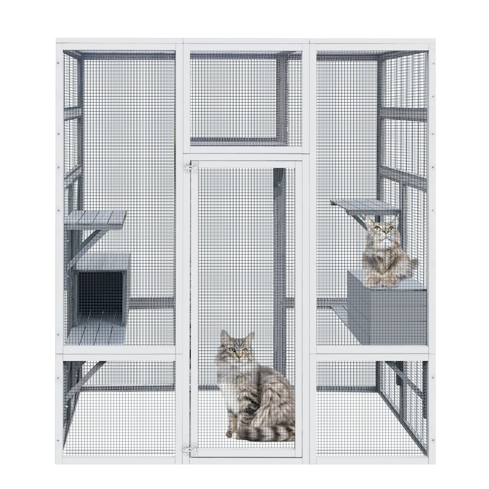 62.6" Outdoor Wooden Cat House Large Catio, Solid Wood Cat Cage Shelter Enclosure Playpen with Anti-UV& Waterproof, 7
62.6" Outdoor Wooden Cat House Large Catio, Solid Wood Cat Cage Shelter Enclosure Playpen with Anti-UV& Waterproof, 7