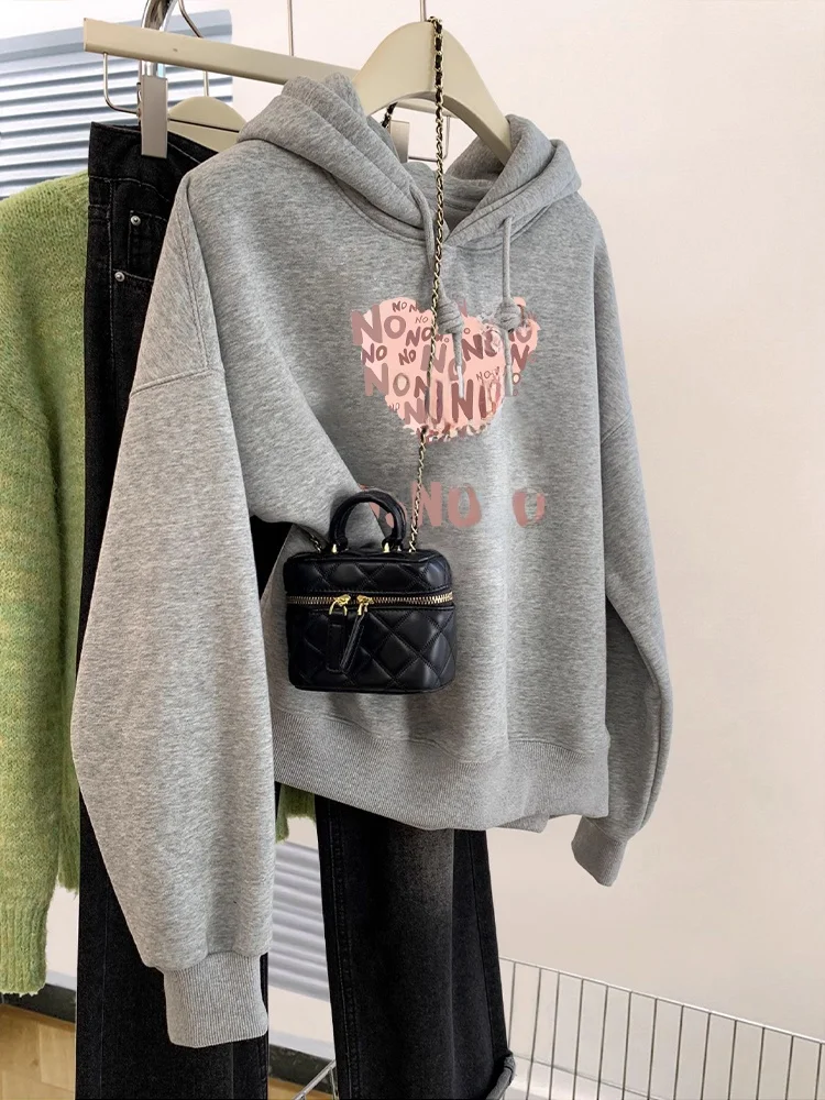 Retro American Grey Heart Print Hoodie Women's Spring Autumn Loose Slimming Versatile Top Trendy Long Sleeve Korean Style
Retro American Grey Heart Print Hoodie Women's Spring Autumn Loose Slimming Versatile Top Trendy Long Sleeve Korean Style