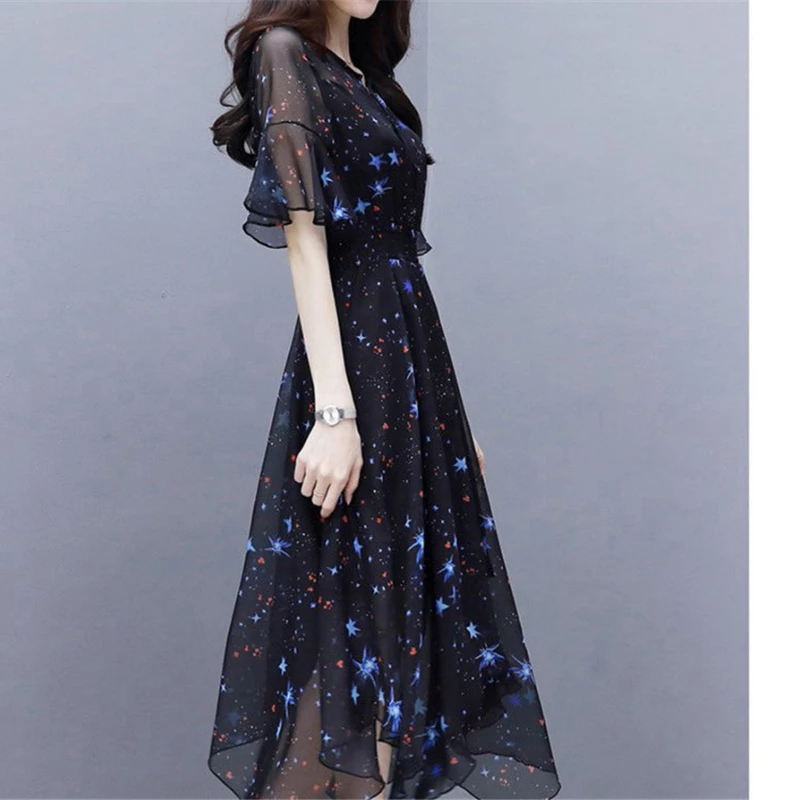 New Summer Print Chiffon Dress Women Elegant O-Neck Casual Maxi Dress Slim High Waist Butterfly Sleeve Elegant Dress Long Dress
New Summer Print Chiffon Dress Women Elegant O-Neck Casual Maxi Dress Slim High Waist Butterfly Sleeve Elegant Dress Long Dress