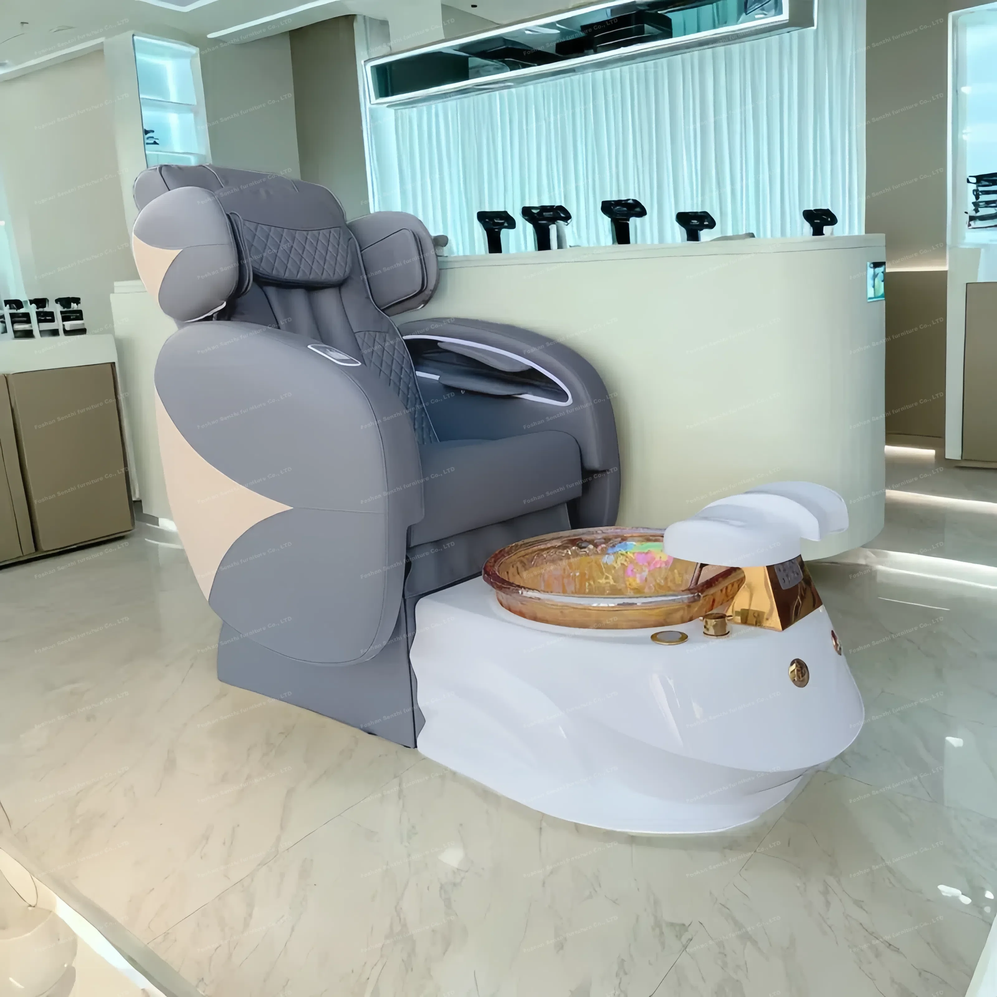 Nail Salon Furniture Equipment White Golden Electric Reclining Massage Manicure Foot Spa Pedicure Chairs
Nail Salon Furniture Equipment White Golden Electric Reclining Massage Manicure Foot Spa Pedicure Chairs