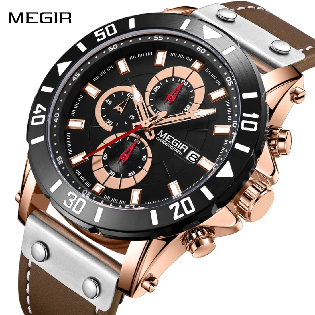 MEGIR Watch Men's Military Sport Wristwatch Waterproof Luminous Leather Quartz Chronograph Clock Gift for Man Montre Homme 2081
MEGIR Watch Men's Military Sport Wristwatch Waterproof Luminous Leather Quartz Chronograph Clock Gift for Man Montre Homme 2081