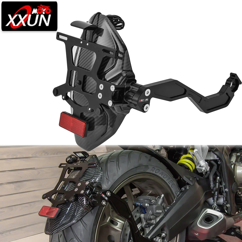 XXUN Motorcycle Carbon Rear Fender Mudguard Splash Guard with License Plate Holder LED Light for Honda CB650R CB 650 R 2019-2020
XXUN Motorcycle Carbon Rear Fender Mudguard Splash Guard with License Plate Holder LED Light for Honda CB650R CB 650 R 2019-2020