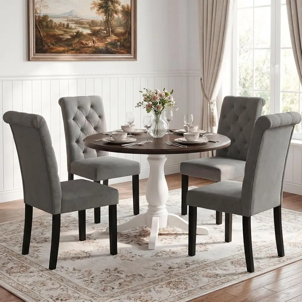 Set of 4 Upholstered Dining Chairs with Solid Wood Legs, Parsons Style, Gray Fabric Side Chairs for Kitchen/Dining Room
Set of 4 Upholstered Dining Chairs with Solid Wood Legs, Parsons Style, Gray Fabric Side Chairs for Kitchen/Dining Room