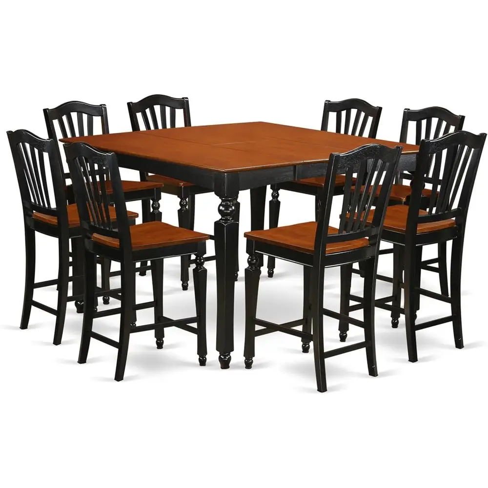 9-Piece Counter Height Dining Set with Square Table and 8 Chairs, 54x54 Inch, Black & Cherry
9-Piece Counter Height Dining Set with Square Table and 8 Chairs, 54x54 Inch, Black & Cherry
