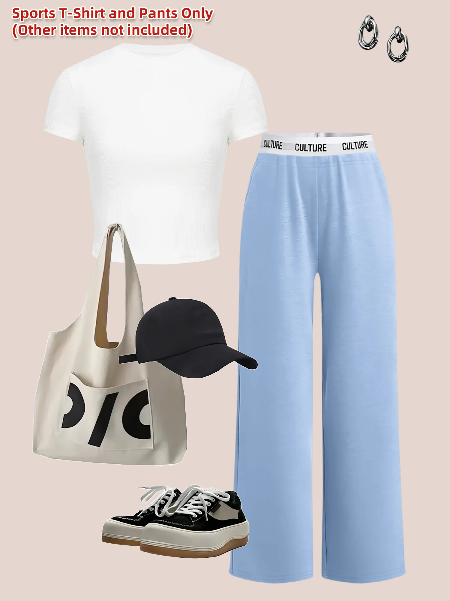 Breathable Ribbed 2 Piece Set For Women, Short Sleeve Cropped T-Shirt & High Waist Wide Leg Pants For Summer Daily Casual Wear
Breathable Ribbed 2 Piece Set For Women, Short Sleeve Cropped T-Shirt & High Waist Wide Leg Pants For Summer Daily Casual Wear