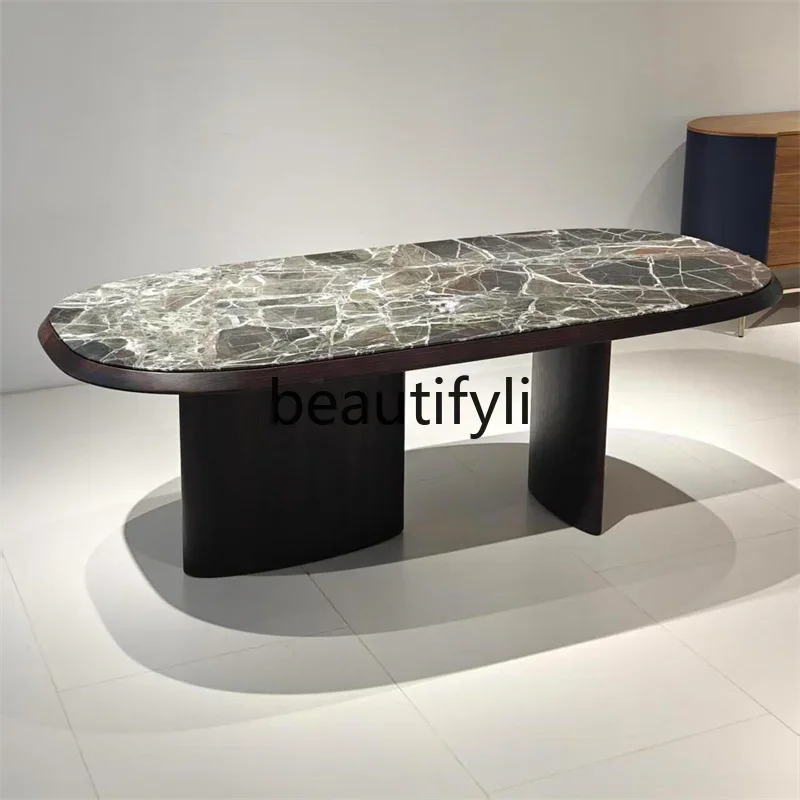 French light luxury marble dining table semi-round simple dining table medieval designer conference table2936
French light luxury marble dining table semi-round simple dining table medieval designer conference table2936