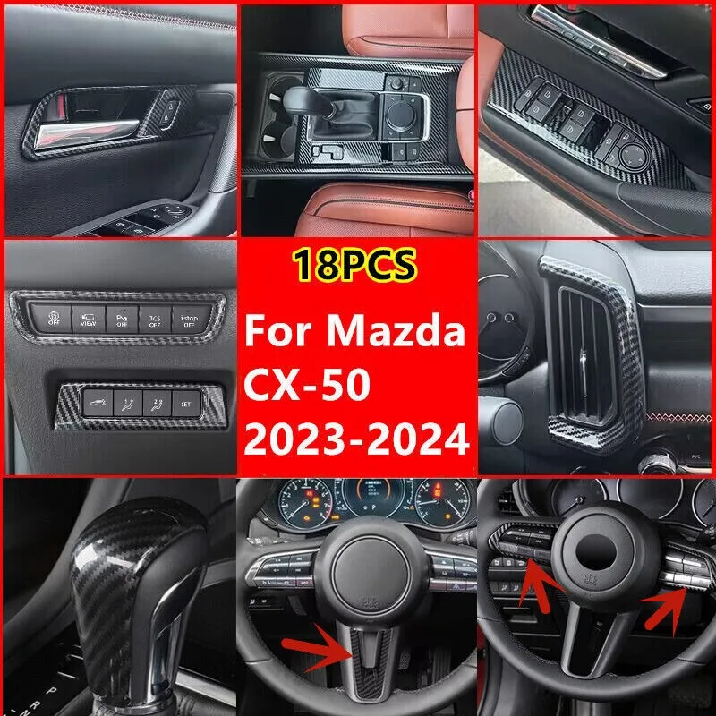 18PCS Carbon Fiber Interior Button Trim Cover Decor For Mazda CX-50 2023-2024
18PCS Carbon Fiber Interior Button Trim Cover Decor For Mazda CX-50 2023-2024