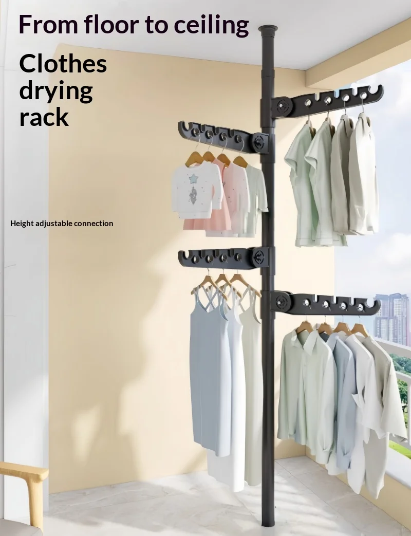 No Punching Height Adjustable Telescopic Ceiling Floor Clothes Hanger Metal Material 90 Degree Folding 360 Degree Free Rotation
No Punching Height Adjustable Telescopic Ceiling Floor Clothes Hanger Metal Material 90 Degree Folding 360 Degree Free Rotation