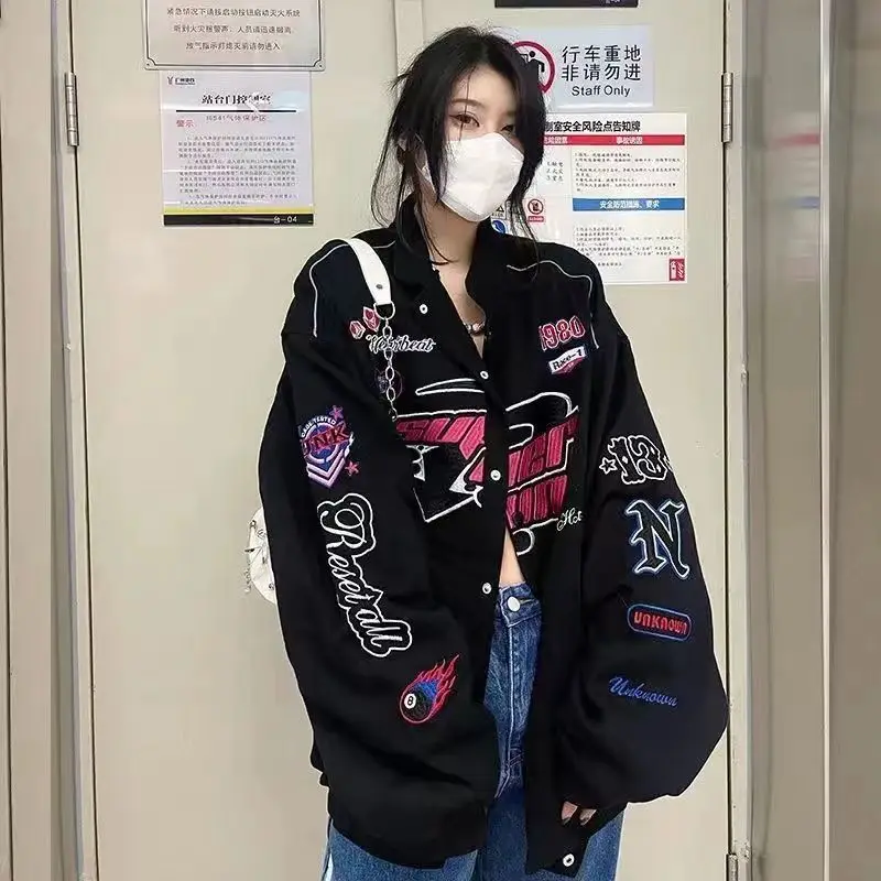 Harajuku Spring and Autumn New Vintage Loose Printed Jacket Motorcycle Coat American Racing Suit Baseball Suit Women Coat Women
Harajuku Spring and Autumn New Vintage Loose Printed Jacket Motorcycle Coat American Racing Suit Baseball Suit Women Coat Women