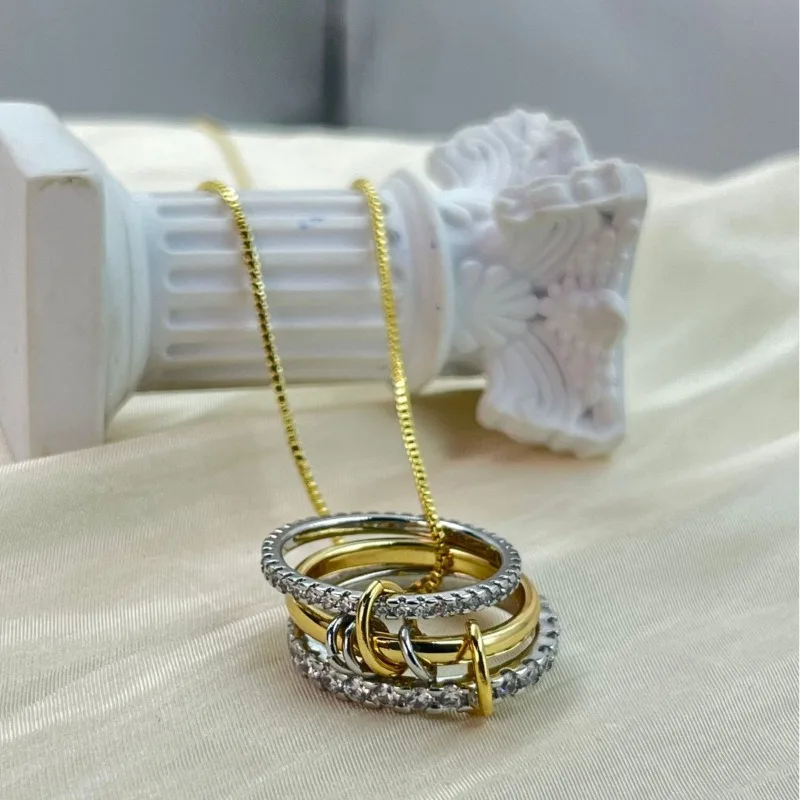Lovers New Copper Interlocking Cubic Zirconia Necklace Ring Two-color Multi-element Spot Vintage Pendants Hand Free Hook-ups RU
Lovers New Copper Interlocking Cubic Zirconia Necklace Ring Two-color Multi-element Spot Vintage Pendants Hand Free Hook-ups RU