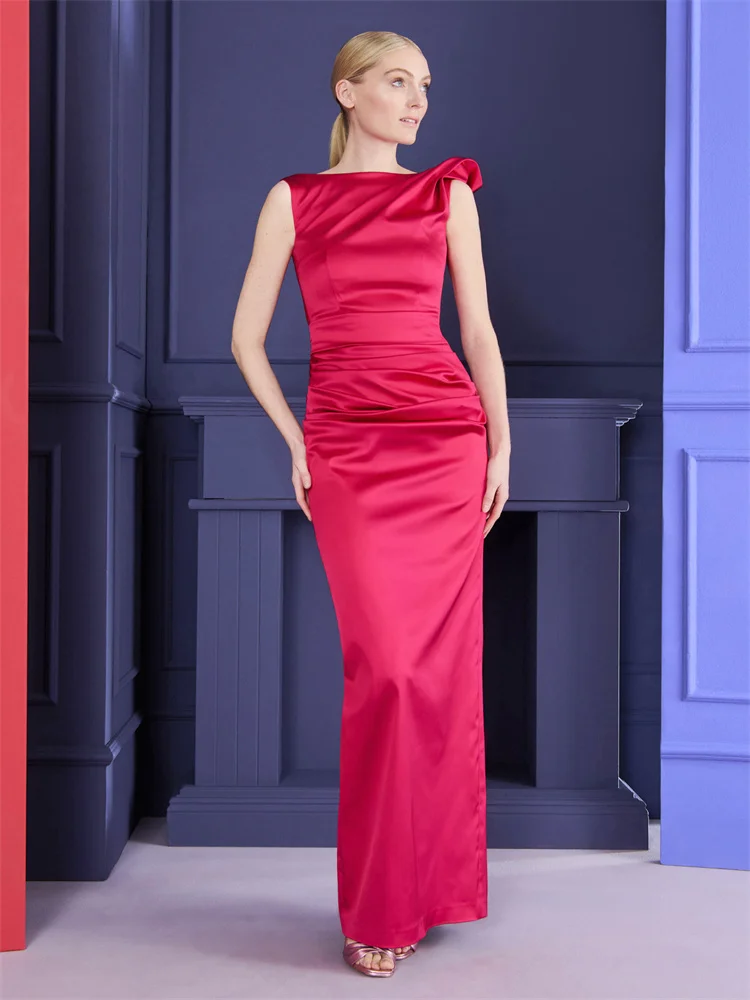 New Arrival Crew Neckline Sleeveless Satin Straight Evening Dress Elegant Back Zipper With Slit Hem Floor Length Gown For Women
New Arrival Crew Neckline Sleeveless Satin Straight Evening Dress Elegant Back Zipper With Slit Hem Floor Length Gown For Women