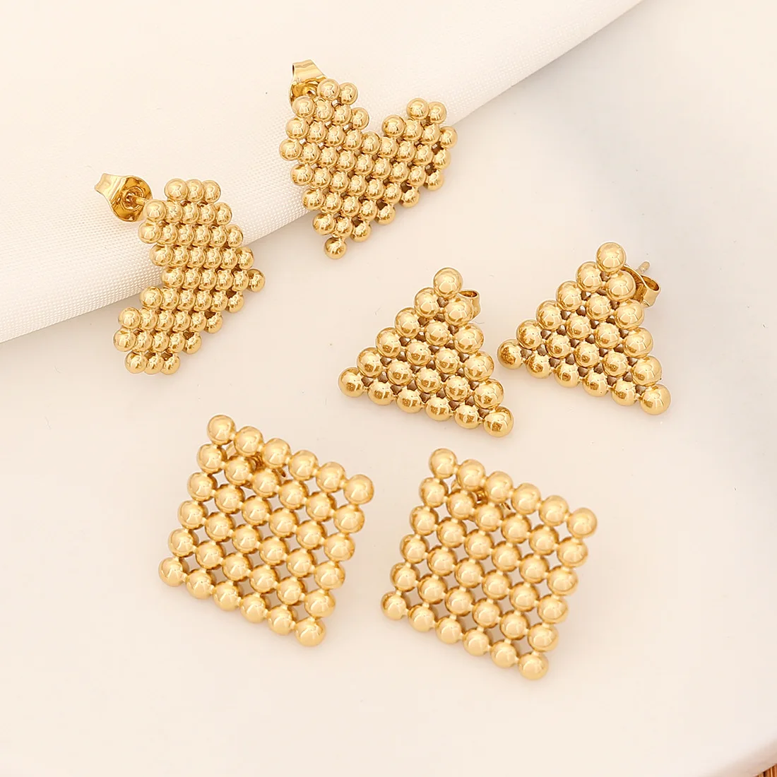 316L Stainless Steel Gold Color Heart Triangle Square Stud Earrings for Women Girls Trend Mosaic Ear Jewelry Wholesale
316L Stainless Steel Gold Color Heart Triangle Square Stud Earrings for Women Girls Trend Mosaic Ear Jewelry Wholesale