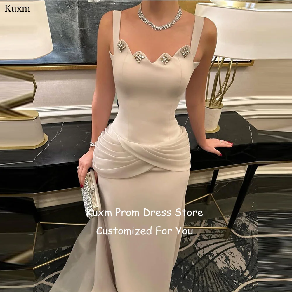 Kuxm Satin Formal Wedding Dresses Bride Spaghetti Strap Mermaid Elegant Vestidos De Novia Floor Length Crystal Dress Customized
Kuxm Satin Formal Wedding Dresses Bride Spaghetti Strap Mermaid Elegant Vestidos De Novia Floor Length Crystal Dress Customized