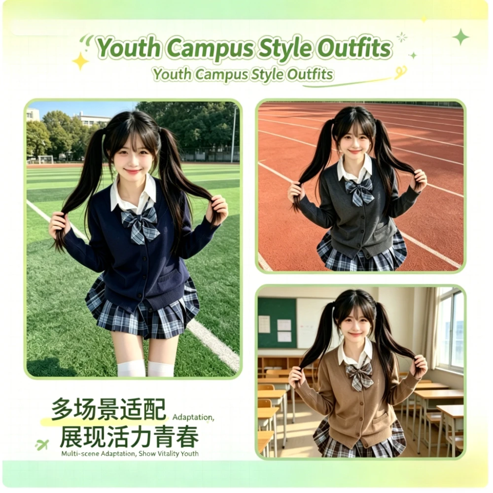 Japanese Retro Preppy JK Uniform Set for Women,Solid Color Cardigan Coat,Classic Student School Uniform for Daily Campus Wear
Japanese Retro Preppy JK Uniform Set for Women,Solid Color Cardigan Coat,Classic Student School Uniform for Daily Campus Wear
