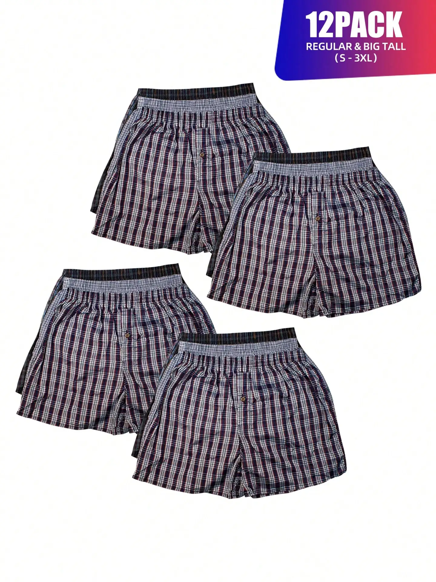 Mens Cotton Blend Boxer Shorts Plaid Pattern Button Fly Elastic Waist Comfortable Woven Underwear
Mens Cotton Blend Boxer Shorts Plaid Pattern Button Fly Elastic Waist Comfortable Woven Underwear