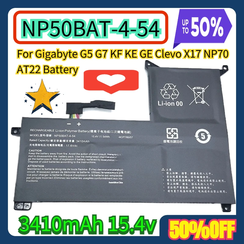 For Gigabyte G5 G7 KF KE GE Clevo X17 NP70 AT22 NP50BAT-4-54 Battery
For Gigabyte G5 G7 KF KE GE Clevo X17 NP70 AT22 NP50BAT-4-54 Battery