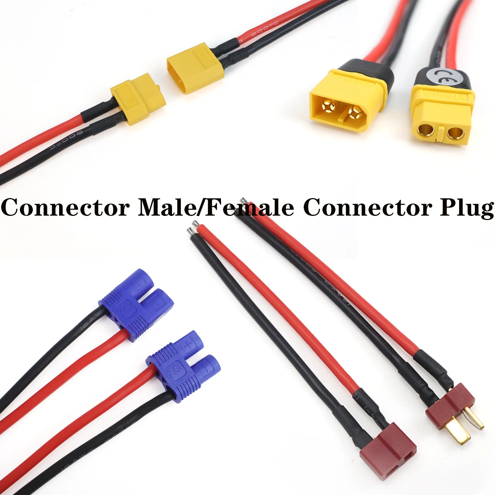 XT60 XT30 XT90 T Plug EC5 Male Female Connector Pigtail 10cm 12AWG 14AWG 16AWG Silicone Wire for RC Lipo Battery
XT60 XT30 XT90 T Plug EC5 Male Female Connector Pigtail 10cm 12AWG 14AWG 16AWG Silicone Wire for RC Lipo Battery