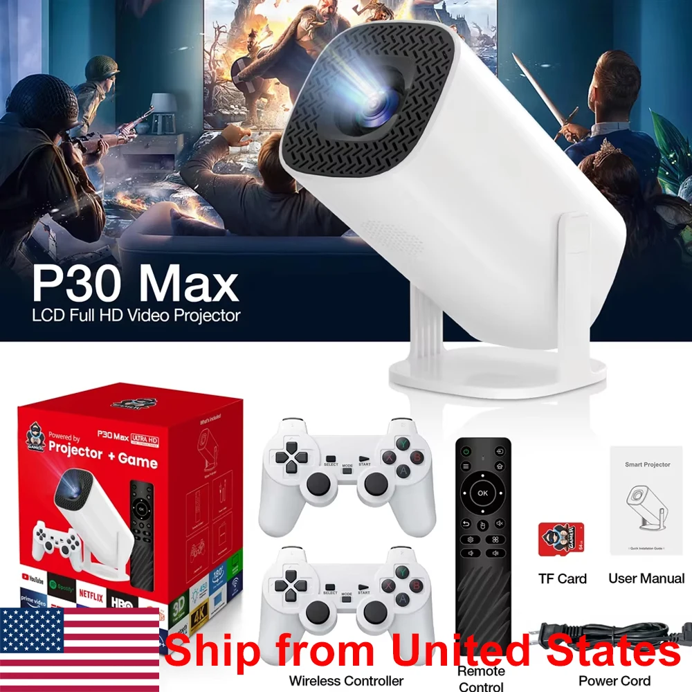 Android 11 Gaming Projector P30MAX 64GB TF Card Wireless Gaming Controller Dual WIFI 1280*720P Home Theater Portable Projector
Android 11 Gaming Projector P30MAX 64GB TF Card Wireless Gaming Controller Dual WIFI 1280*720P Home Theater Portable Projector