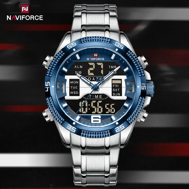 NAVIFORCE Brand Men Watches Stainless Steel Waterproof Lcd Display Analog Digital Quartz Wristwatches Sport Clock Reloj Hombre
NAVIFORCE Brand Men Watches Stainless Steel Waterproof Lcd Display Analog Digital Quartz Wristwatches Sport Clock Reloj Hombre