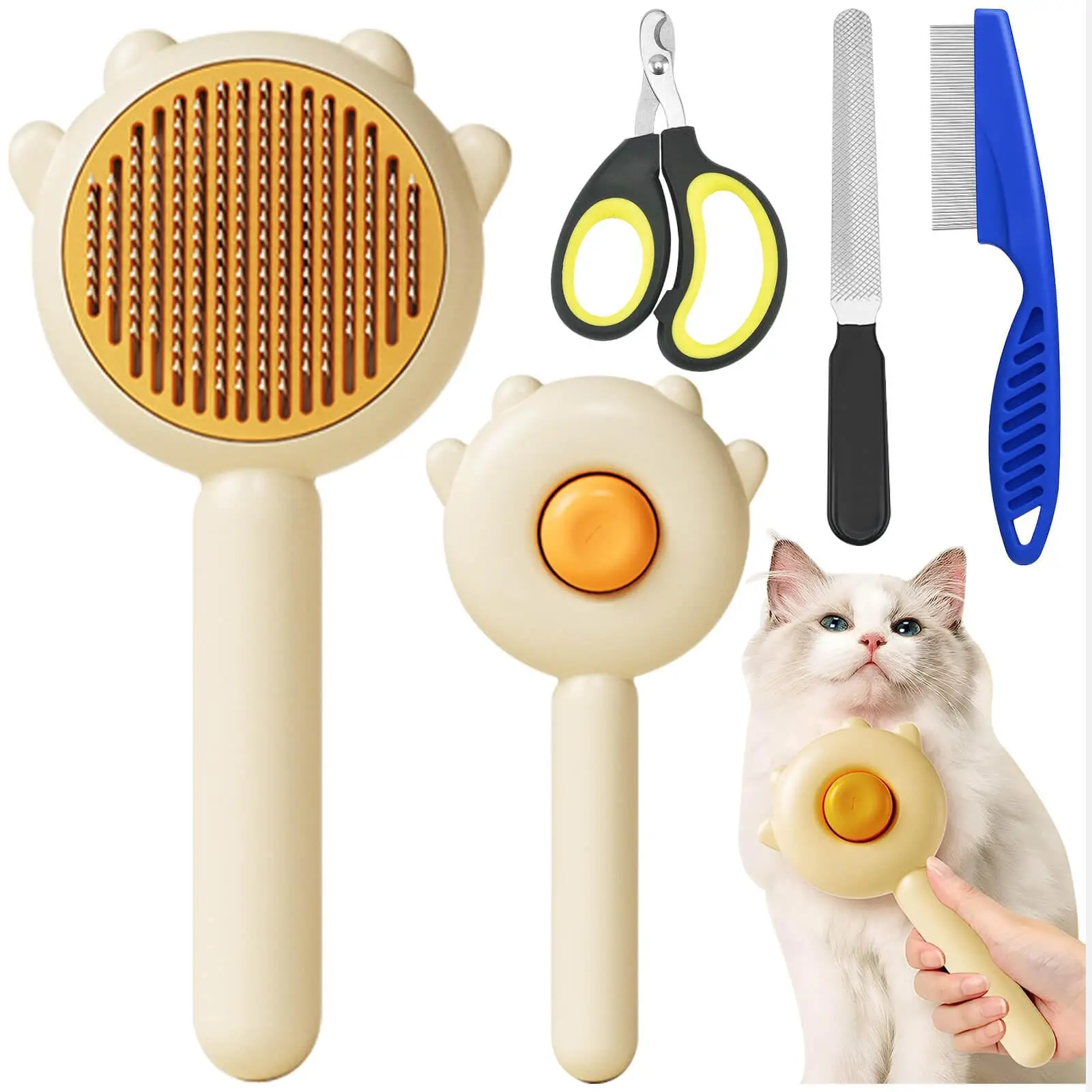 Cat Brush with Release Button - Cat Brush for Shedding Cat Brushes for Indoor Cats Self Cleaning Cat Brush for Long Haired Cats
Cat Brush with Release Button - Cat Brush for Shedding Cat Brushes for Indoor Cats Self Cleaning Cat Brush for Long Haired Cats