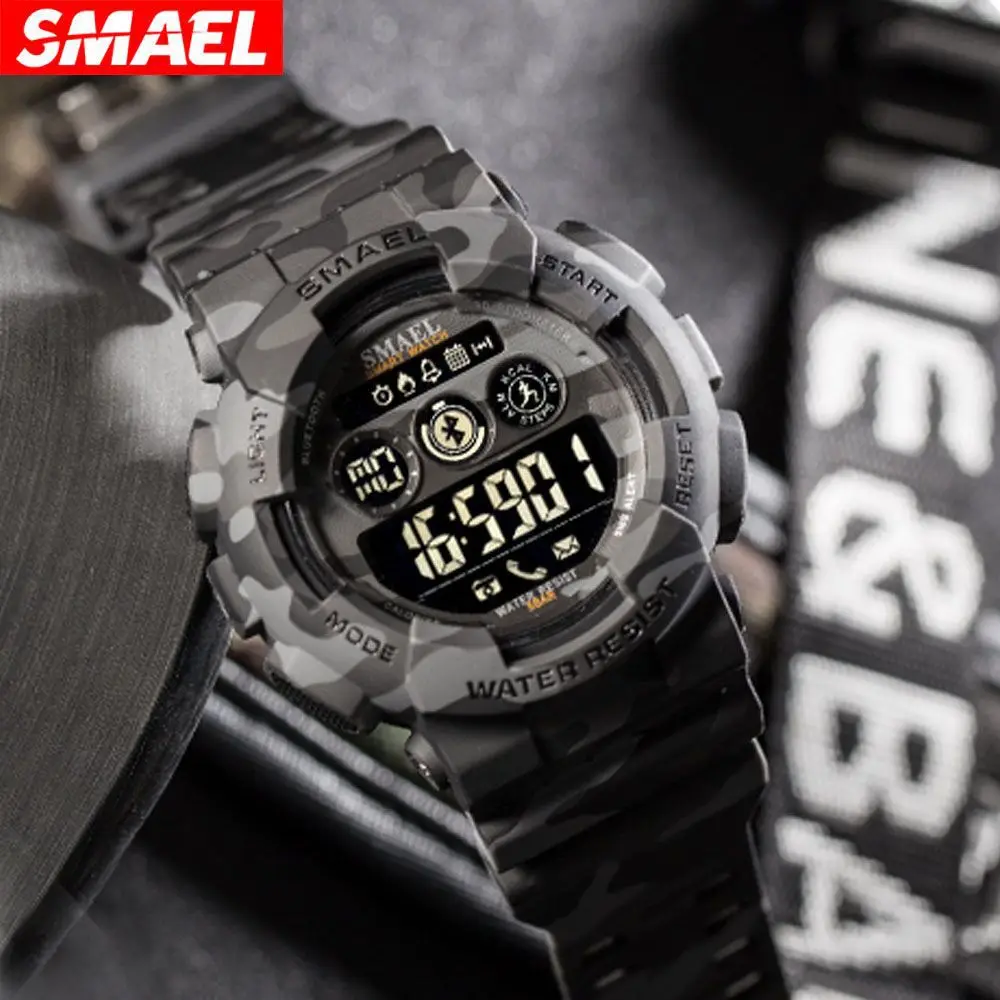 Smael bluetooth smart watch waterproof pedometer multifunctional digital camouflage sports watch
Smael bluetooth smart watch waterproof pedometer multifunctional digital camouflage sports watch