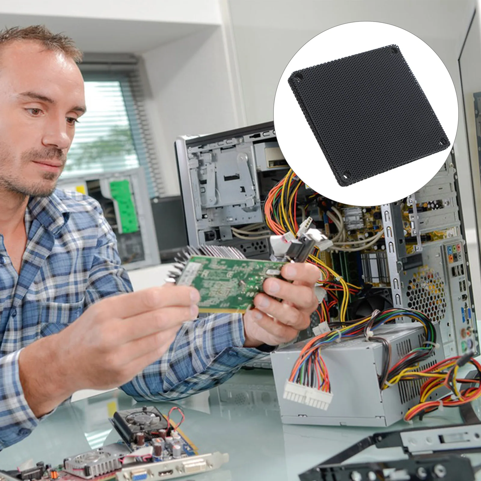 10pcs Chassis Dustproof Mesh Computer Cover Cooling PVC Magnetic Grills PC Filter Dust Cover Fan Screen Fine Breathable 
10pcs Chassis Dustproof Mesh Computer Cover Cooling PVC Magnetic Grills PC Filter Dust Cover Fan Screen Fine Breathable