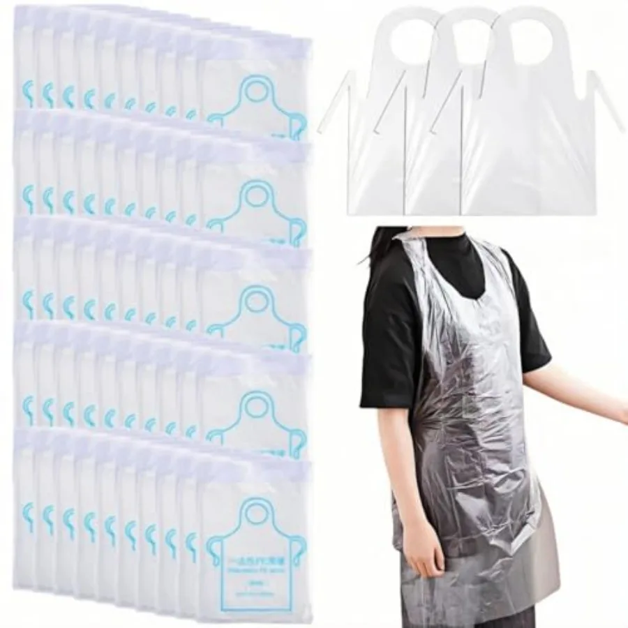Disposable Aprons 50 Count,Plastic apron for Painting Party, Cooking, Housework, Picnic etc.
Disposable Aprons 50 Count,Plastic apron for Painting Party, Cooking, Housework, Picnic etc.