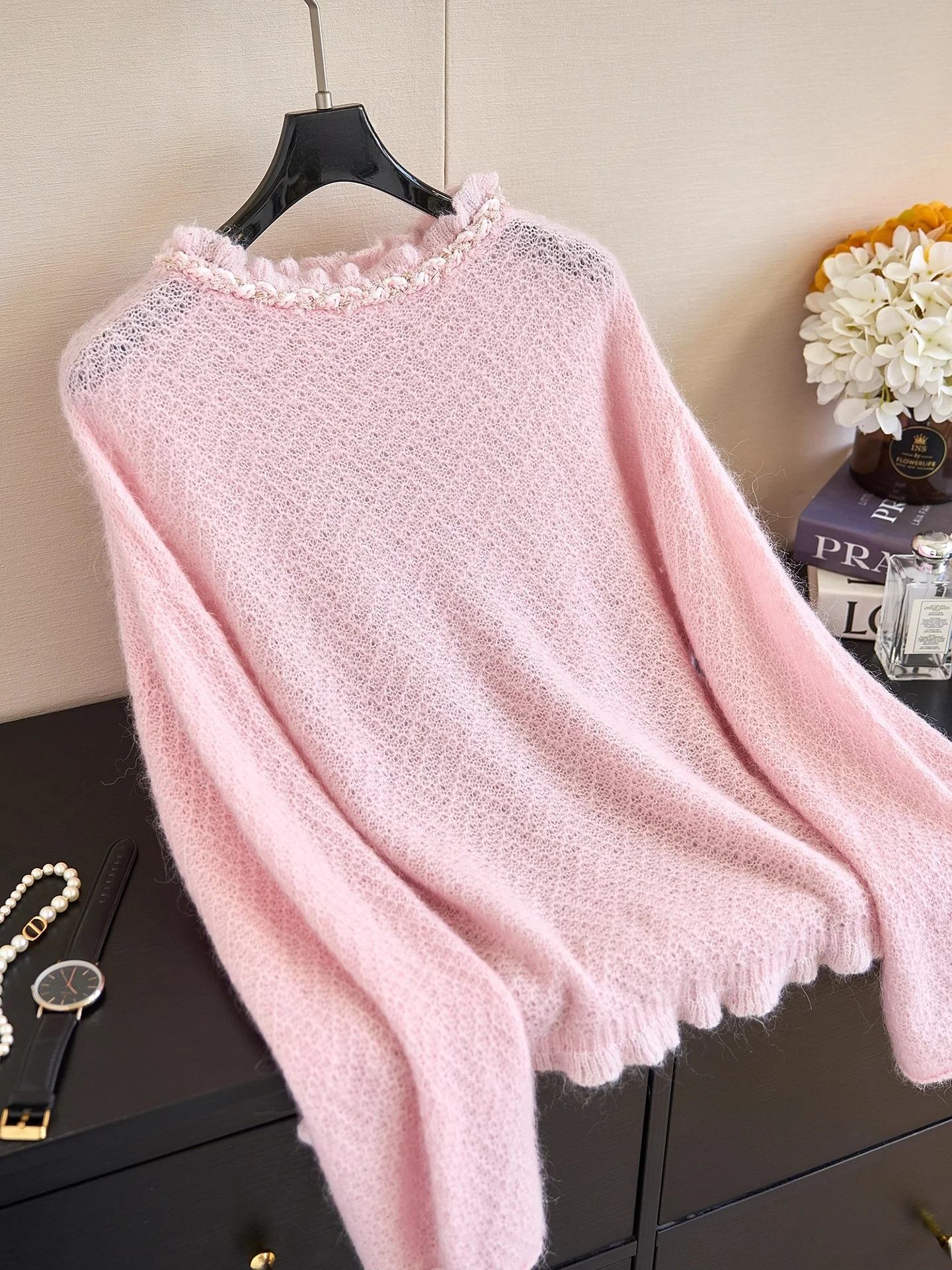 Soft Focus Filter Alpaca Wool Knitted Sweater with Embellished Flower Pattern And Beads Commute Style Long Sleeve Women's Swe...
Soft Focus Filter Alpaca Wool Knitted Sweater with Embellished Flower Pattern And Beads Commute Style Long Sleeve Women's Swe...